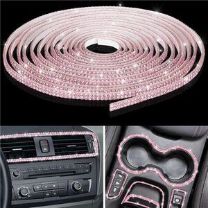 Car Trim Bling Self Adhesive Interior Exterior Rhinestone Sticker 16.4 Feet Pink